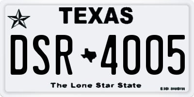 TX license plate DSR4005