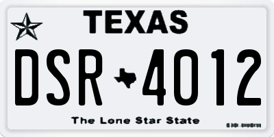 TX license plate DSR4012