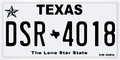 TX license plate DSR4018