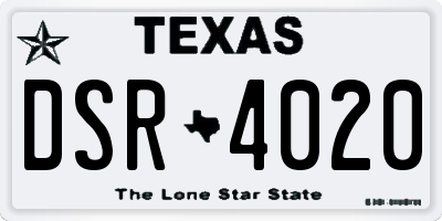 TX license plate DSR4020