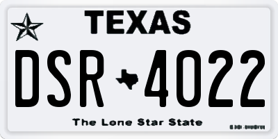 TX license plate DSR4022