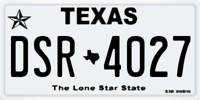 TX license plate DSR4027