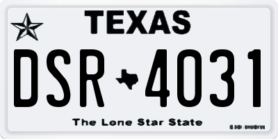 TX license plate DSR4031