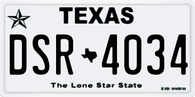 TX license plate DSR4034