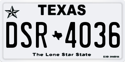 TX license plate DSR4036