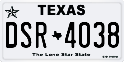 TX license plate DSR4038