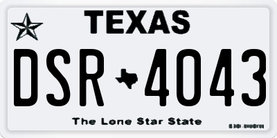 TX license plate DSR4043