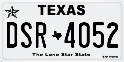 TX license plate DSR4052