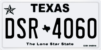 TX license plate DSR4060