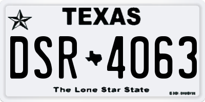 TX license plate DSR4063