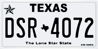 TX license plate DSR4072