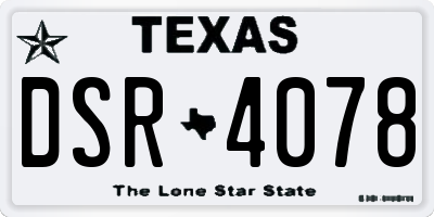 TX license plate DSR4078