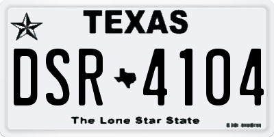 TX license plate DSR4104
