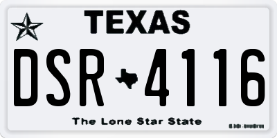 TX license plate DSR4116