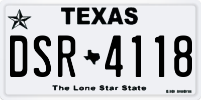 TX license plate DSR4118