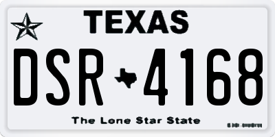 TX license plate DSR4168