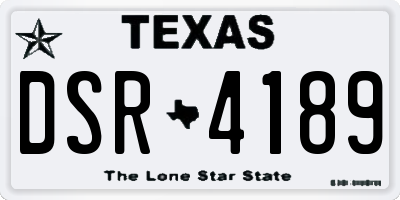 TX license plate DSR4189