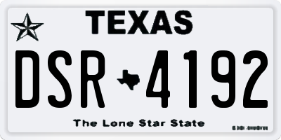 TX license plate DSR4192
