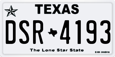 TX license plate DSR4193