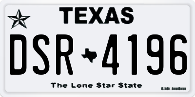 TX license plate DSR4196