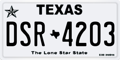 TX license plate DSR4203