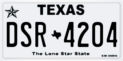 TX license plate DSR4204