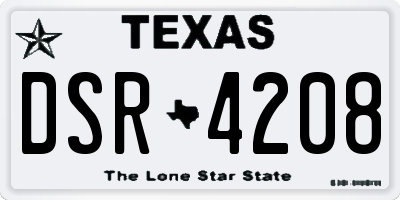 TX license plate DSR4208