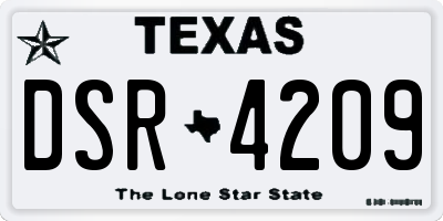 TX license plate DSR4209