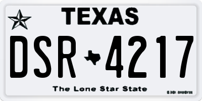 TX license plate DSR4217