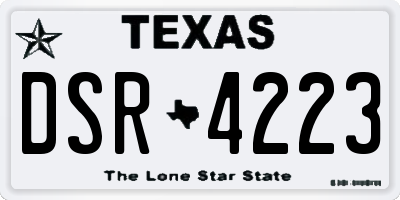 TX license plate DSR4223