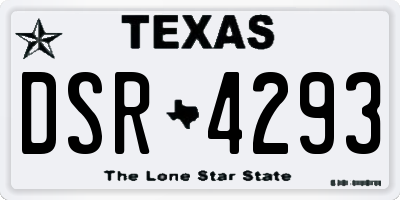 TX license plate DSR4293