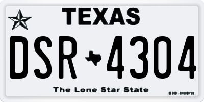 TX license plate DSR4304