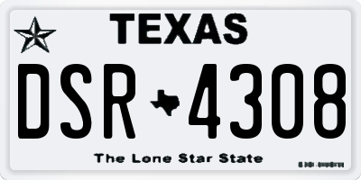 TX license plate DSR4308