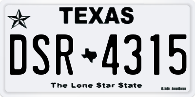 TX license plate DSR4315