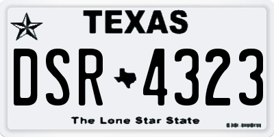 TX license plate DSR4323