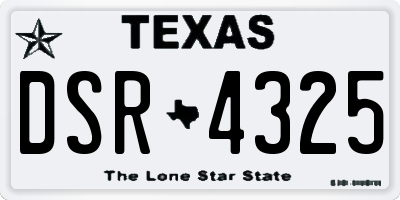 TX license plate DSR4325