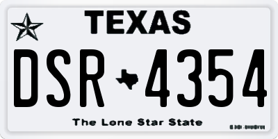 TX license plate DSR4354