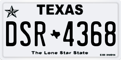 TX license plate DSR4368
