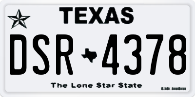TX license plate DSR4378