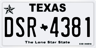 TX license plate DSR4381
