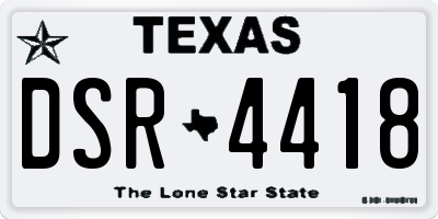 TX license plate DSR4418