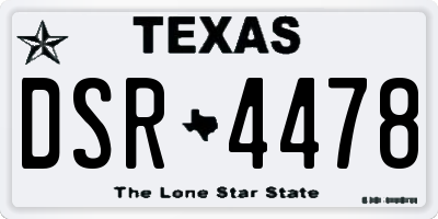 TX license plate DSR4478