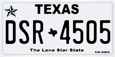 TX license plate DSR4505