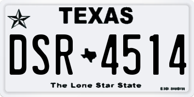 TX license plate DSR4514