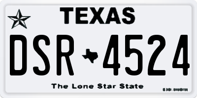 TX license plate DSR4524