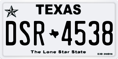 TX license plate DSR4538