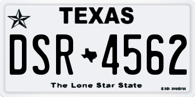 TX license plate DSR4562