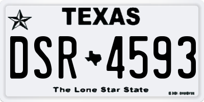 TX license plate DSR4593