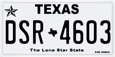 TX license plate DSR4603