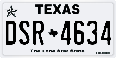 TX license plate DSR4634